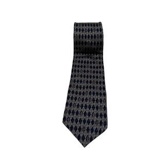 Christians Closet Blue Gray Red Diamond Cross Print Mens Neck Tie Pure Silk